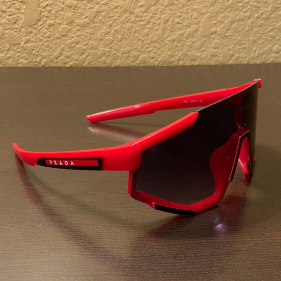 Prada Bold Red Geometric Sunglasses - Picture 1 of 3